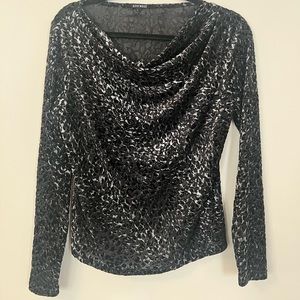 600 West black and white leopard blouse